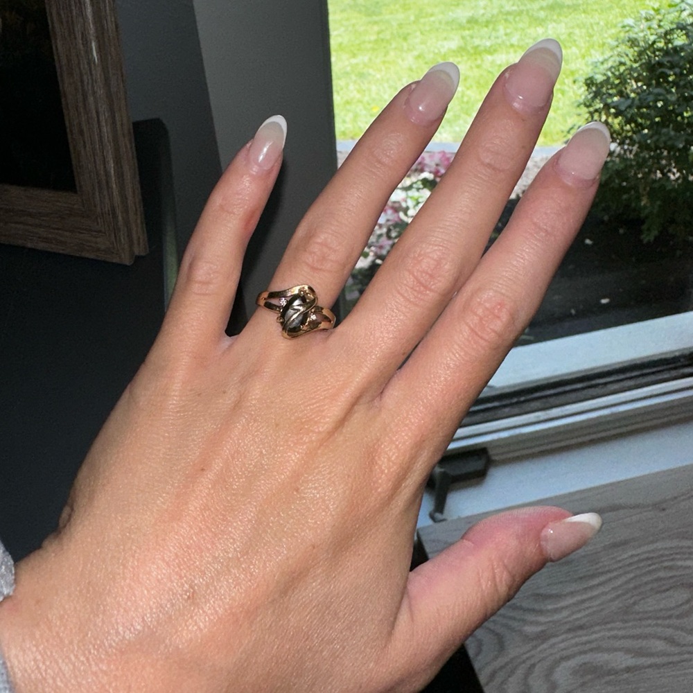 Black onyx diamond ring 10k gold